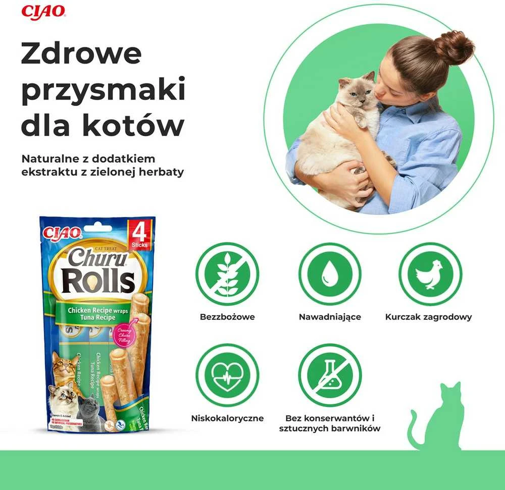 Inaba Churu Cat skanėstas Rolls Chicken Tuna (4 Sticks) 40g