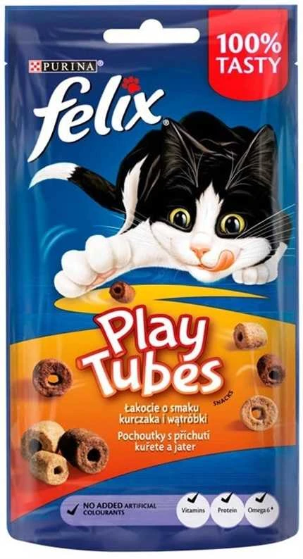 Purina Nestle FELIX Play Tubes vištiena, Liver – sausas kačių ėdalas – 50 g