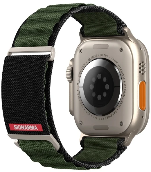 „Skinarma Band Kobu Apple Watch Ultra“ 49/45/44 mm, alyvuogių spalvos