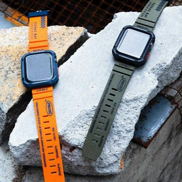 „Skinarma Band Shokku Apple Watch 49/45/44mm“ tamsiai alyvuogių spalvos