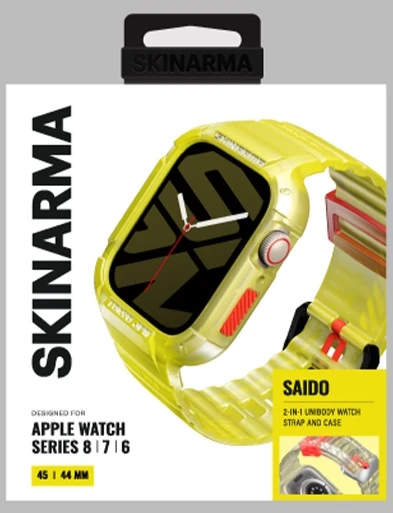„Skinarma Band+Dėklas Saido 2in1 Apple Watch 45/44mm“ geltonas neoninis