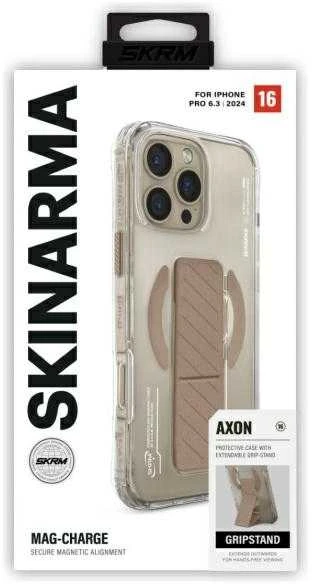 Skinarma dėklas Axon Apple iPhone 16 Pro 6.3" magnetinis įkrovimo stovas su laikiklio rankena, šampano spalvos
