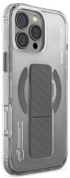 Skinarma dėklas Axon Apple iPhone 16 Pro 6.3" magnetinis įkrovimo stovas + laikiklis, titano spalvos