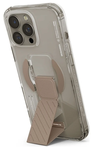 Skinarma dėklas Axon Apple iPhone 16 Pro Max 6.9" magnetinis įkrovimo stovas su laikiklio rankena, šampano spalvos