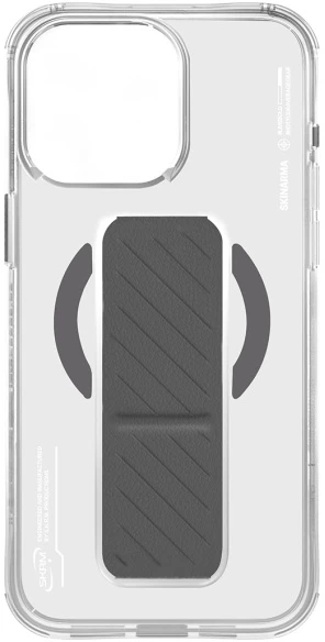 Skinarma dėklas Axon Apple iPhone 16 Pro 6.3" magnetinis įkrovimo stovas + laikiklis, titano spalvos