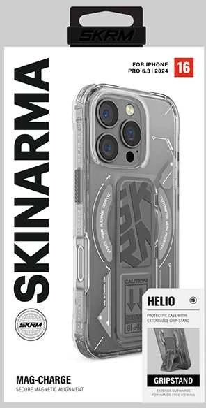 Skinarma dėklas Helio Apple iPhone 16 Pro 6.3″ Magnetic Charging + Grip Stand titanium