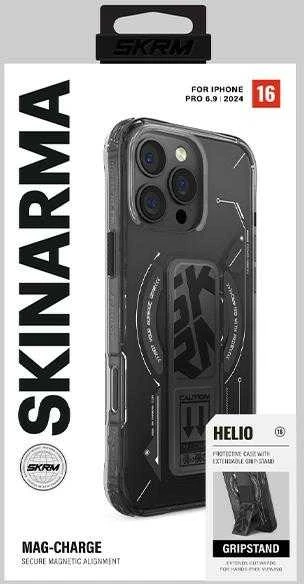 Skinarma dėklas Helio Apple iPhone 16 Pro Max 6.9″ Magnetic Charging + Grip Stand juodos spalvos