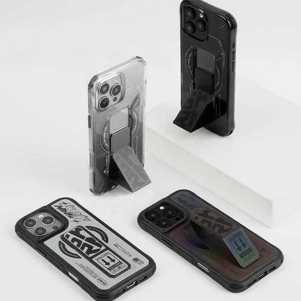 Skinarma dėklas Helio Apple iPhone 16 Pro Max 6.9″ Magnetic Charging + Grip Stand titanium