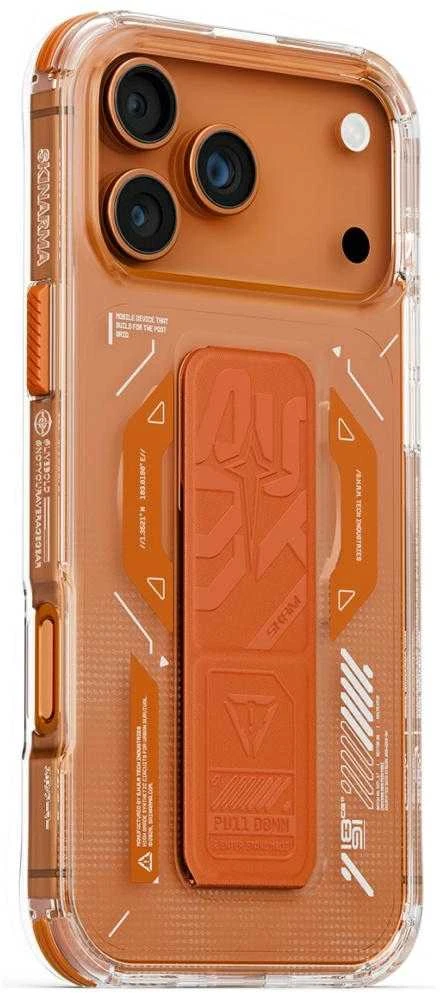 Skinarma Helio dėklas skirtas Apple iPhone 17 Pro Max Magnetic Charging + Grip Stand Oranžinis