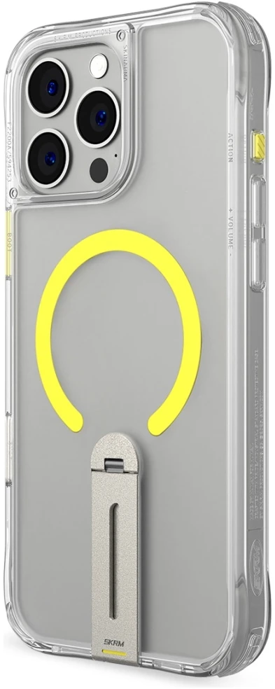 Dėklas Skinarma Helix Apple iPhone 16 Pro Magnetic Charging 360 Rotating Stand skaidrus