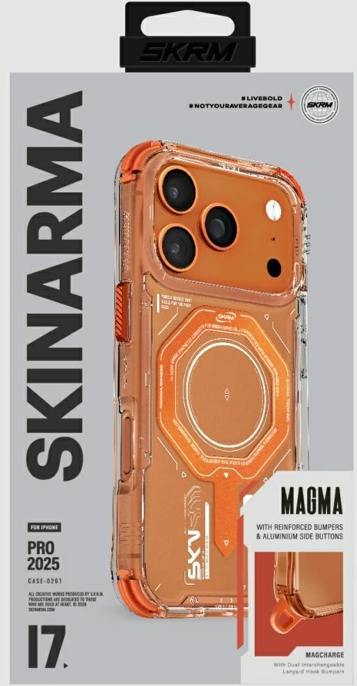 Skinarma Magma Dėklas Apple iPhone 17 Pro Magnetic Charging Oranžinis