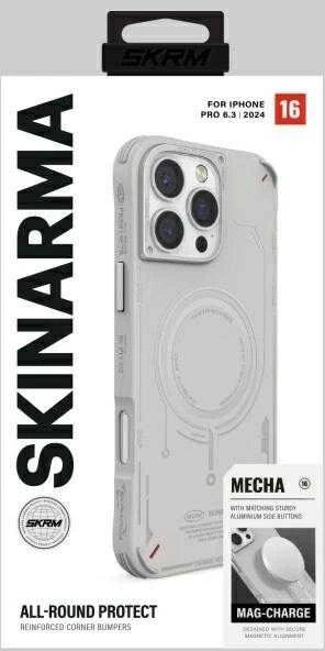 Skinarma dėklas Mecha Apple iPhone 16 Pro 6.3″ Magnetic Charging light pilkos spalvos