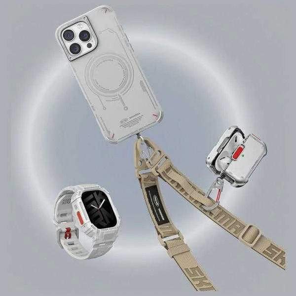 Skinarma dėklas Mecha Apple iPhone 16 Pro Max 6.9″ Magnetic Charging light pilkos spalvos