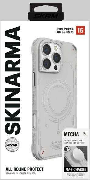 Skinarma dėklas Mecha Apple iPhone 16 Pro Max 6.9″ Magnetic Charging light pilkos spalvos