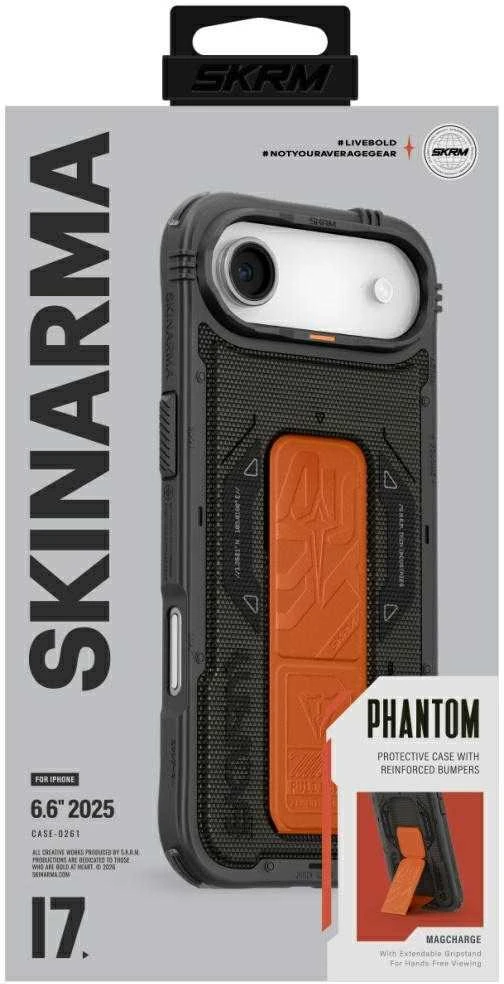 Skinarma Phantom Dėklas Apple iPhone Air magnetinis įkrovimo ir laikiklis, alyvuogių spalvos
