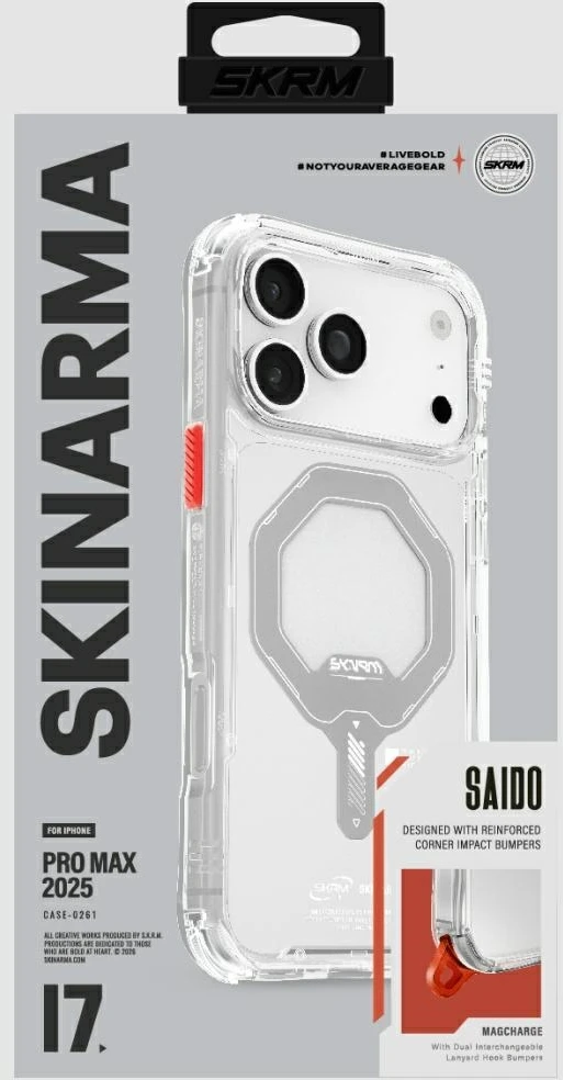 Skinarma Saido Dėklas Apple iPhone 17 Pro Max Magnetic Charging skaidrus