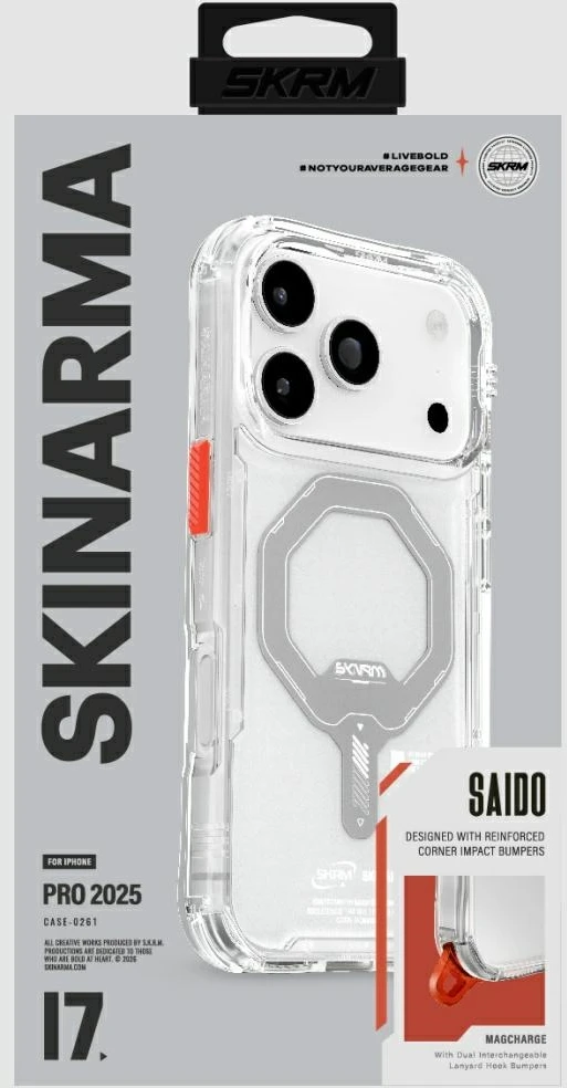 Skinarma Saido Dėklas Apple iPhone 17 Pro Magnetic Charging skaidrus