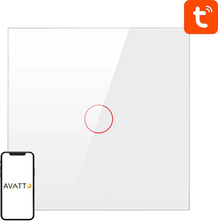 Išmanusis šviesos jungiklis ZigBee Avatto ZTS02-EU-W1 Vienpusis TUYA (balta)