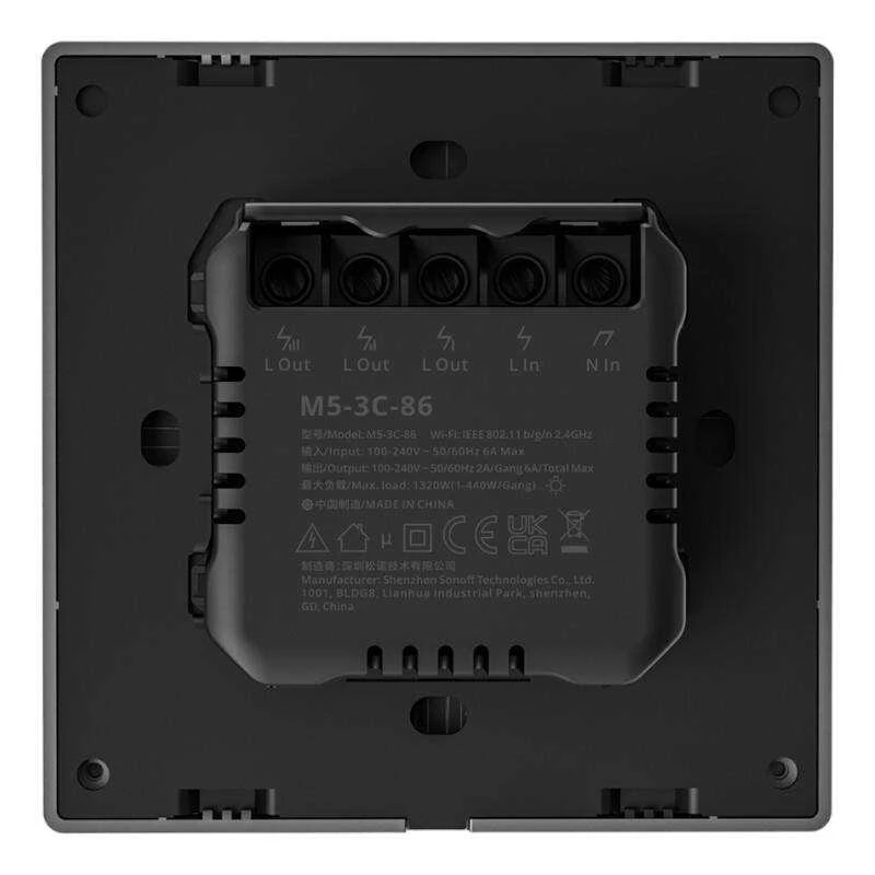 Sonoff SwitchMan M5 Wifi 3 klavišų jungiklis 86mm pločio M5-3C-86