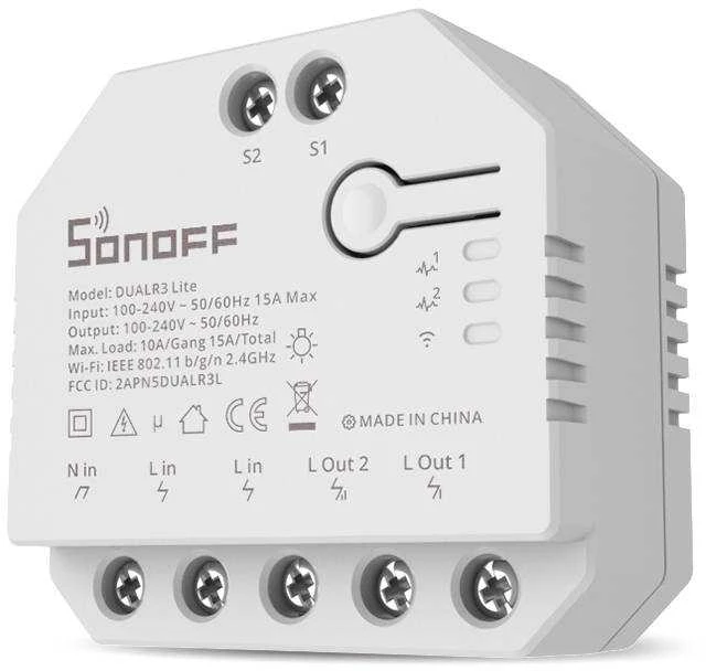 SONOFF DUALR3 Lite 2 kanalų Wifi relė su variklio valdymu