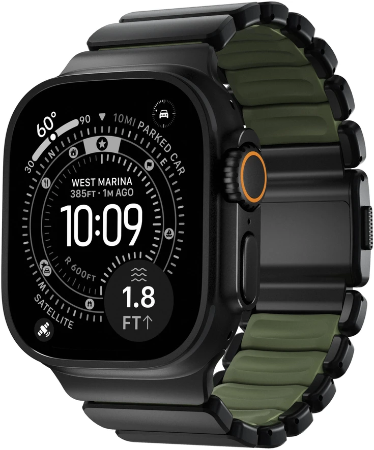 Nomad Stratos Band Juodas Titanium Forest Žalias FKM AW 45/46/49mm