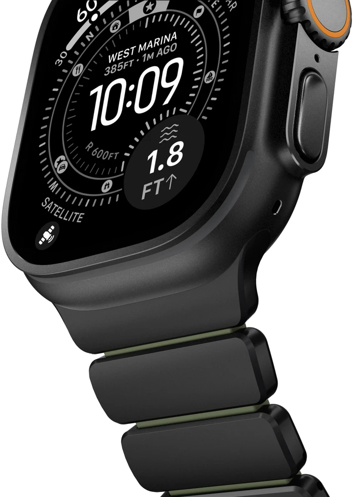 Nomad Stratos Band Juodas Titanium Forest Žalias FKM AW 45/46/49mm