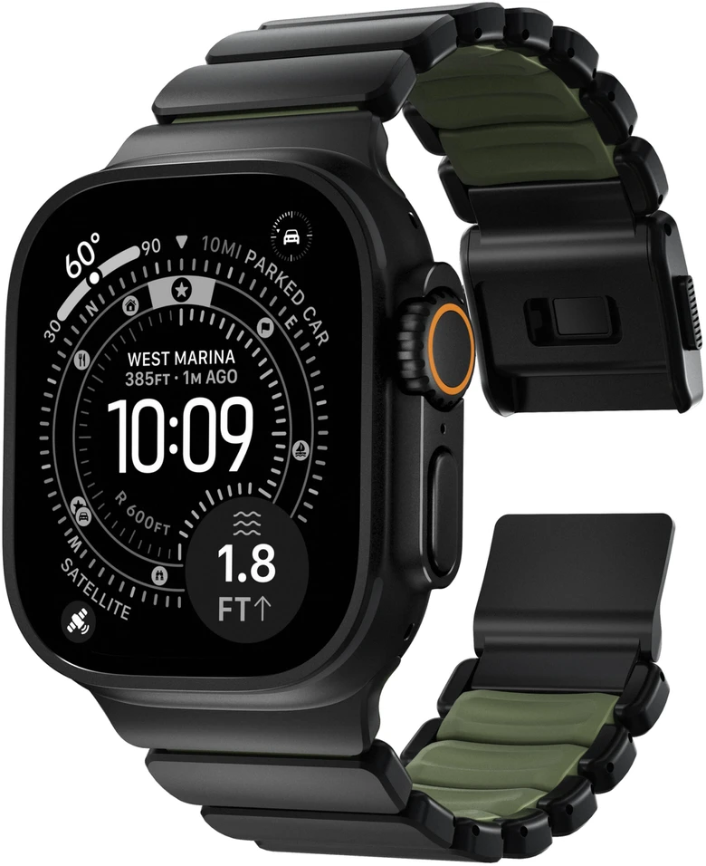 Nomad Stratos Band Juodas Titanium Forest Žalias FKM AW 45/46/49mm