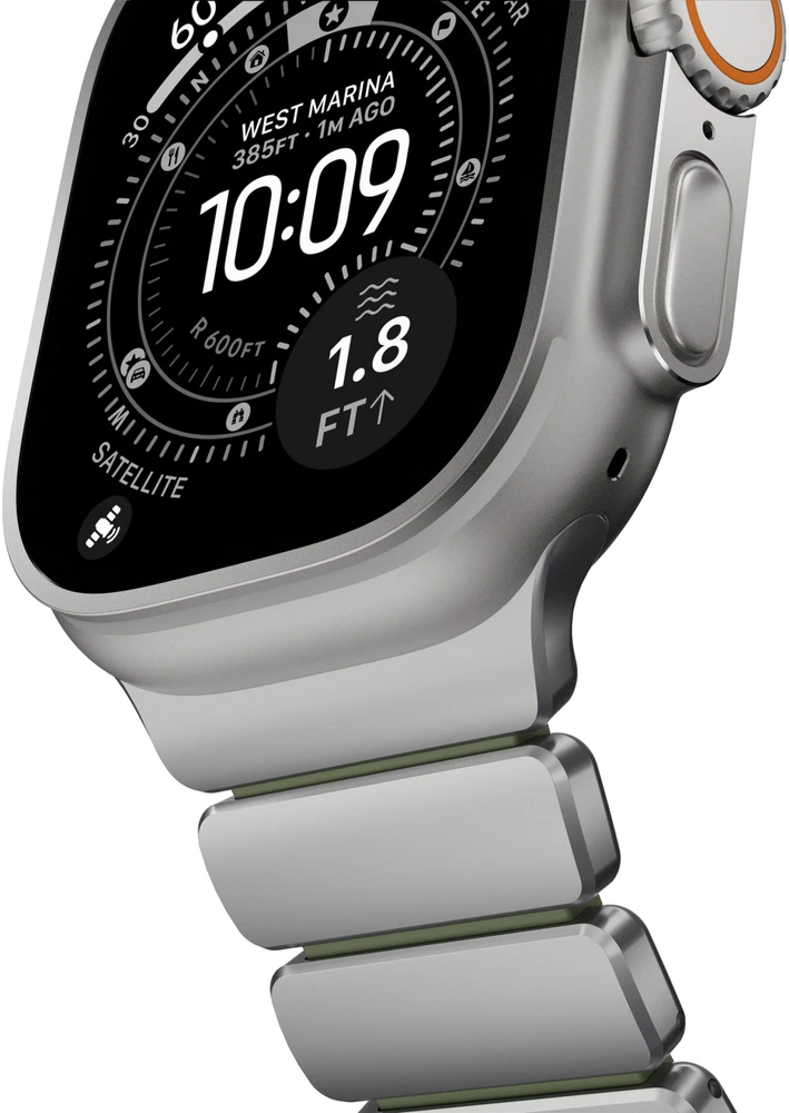Nomad Stratos Band Natural Titanium Forest Žalias FKM AW 45/46/49mm