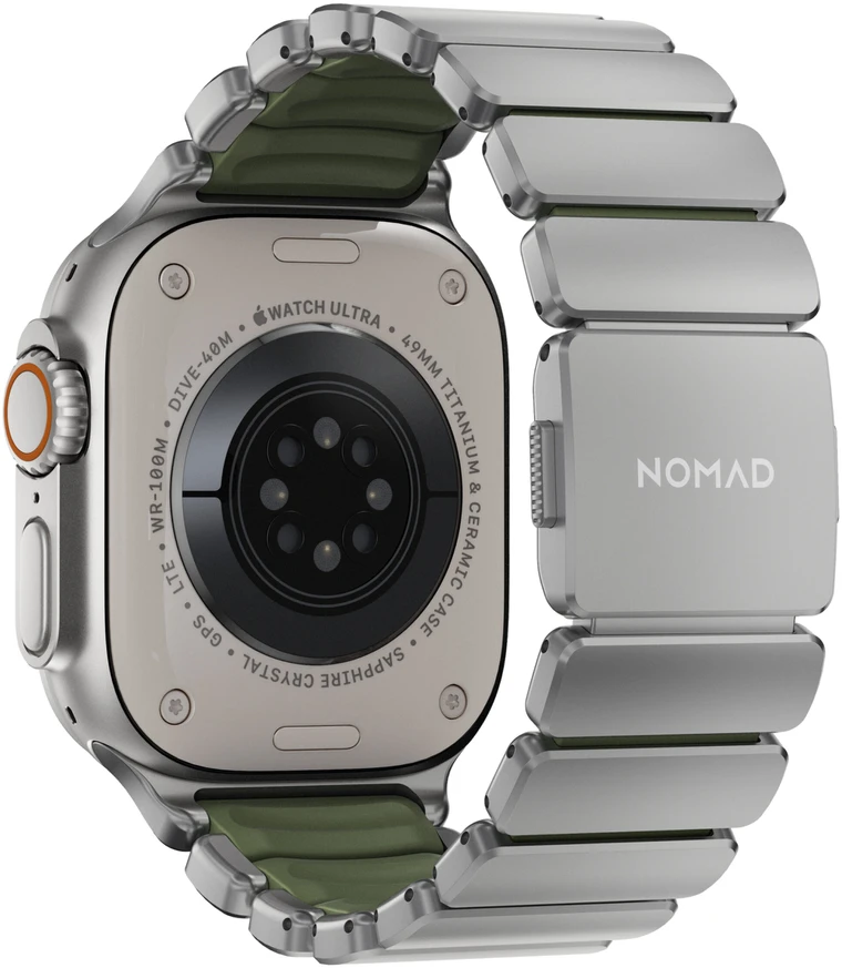 Nomad Stratos Band Natural Titanium Forest Žalias FKM AW 45/46/49mm