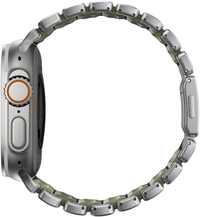 Nomad Stratos Band Natural Titanium Forest Žalias FKM AW 45/46/49mm