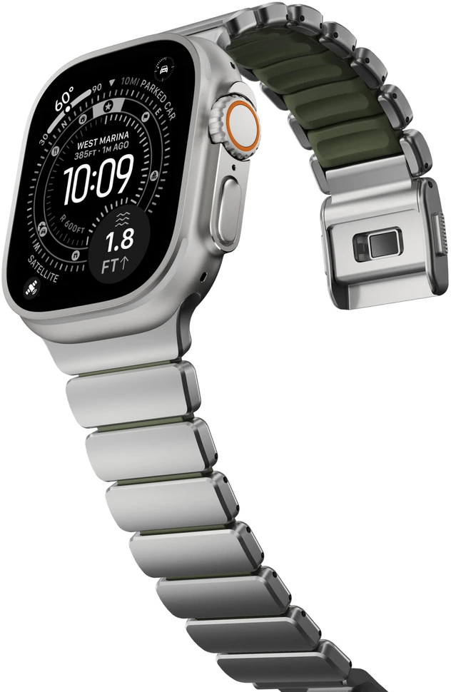 Nomad Stratos Band Natural Titanium Forest Žalias FKM AW 45/46/49mm