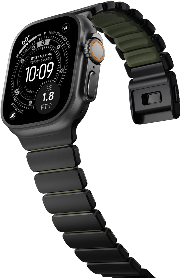 Nomad Stratos Band Juodas Titanium Forest Žalias FKM AW 45/46/49mm