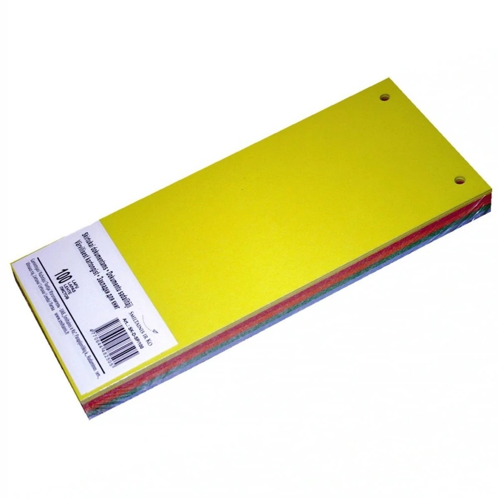 Skirtukai dokumentams SMLT, 11x23,5cm, kartoniniai, įvairių spalvų (100) 0808-008