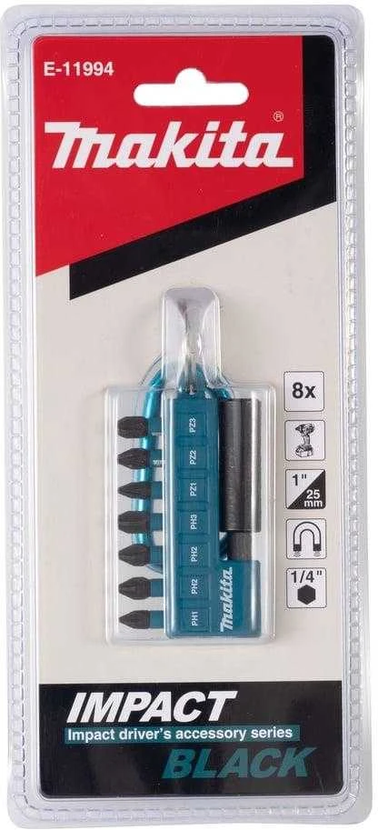 Makita Sukimo antgalis , 8vnt. IMPACT Juodas E-11994