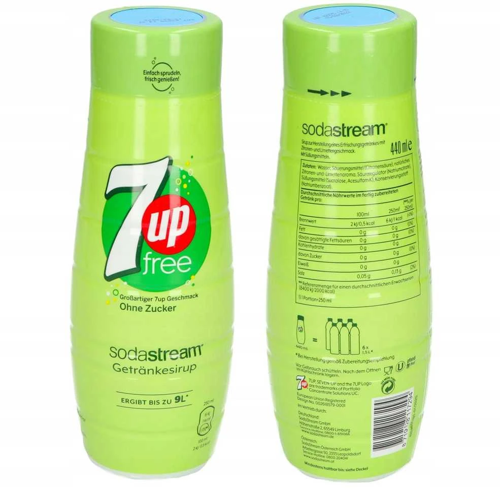 7 UP Free skonio SodaStream sirupas, 440ml