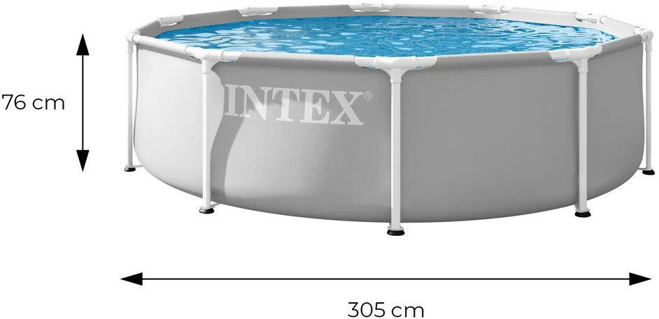 Sodo karkasinis baseinas apvalus 305×76 cm, pilkas, INTEX 26700ND