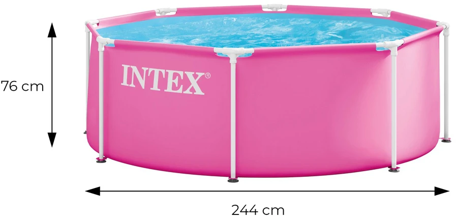 Sodo karkasinis baseinas apvalus vaikams 244×76 cm, rožinis, INTEX 28290ND