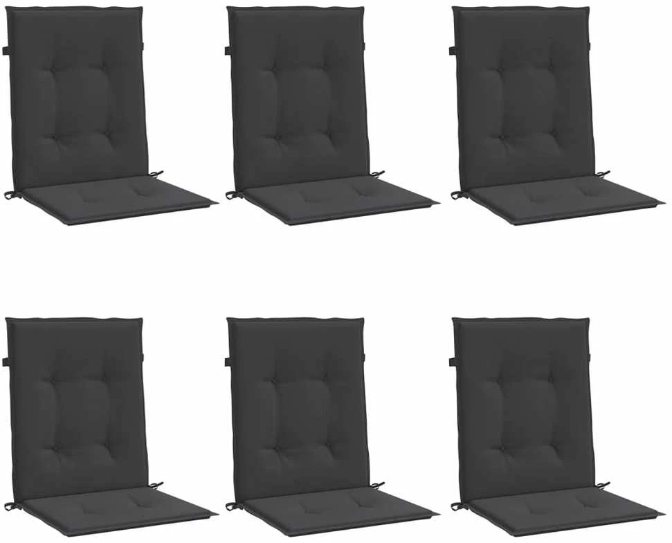 Sodo kėdės pagalvėlės, 6vnt., juodos, 100x50x3cm, audinys