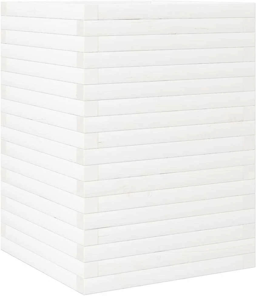 Sodo lovelis, baltas, 50x50x68,5cm, pušies medienos masyvas