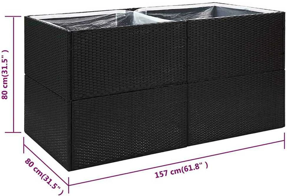 Sodo lovelis, juodos spalvos, 157x80x80cm, poliratanas