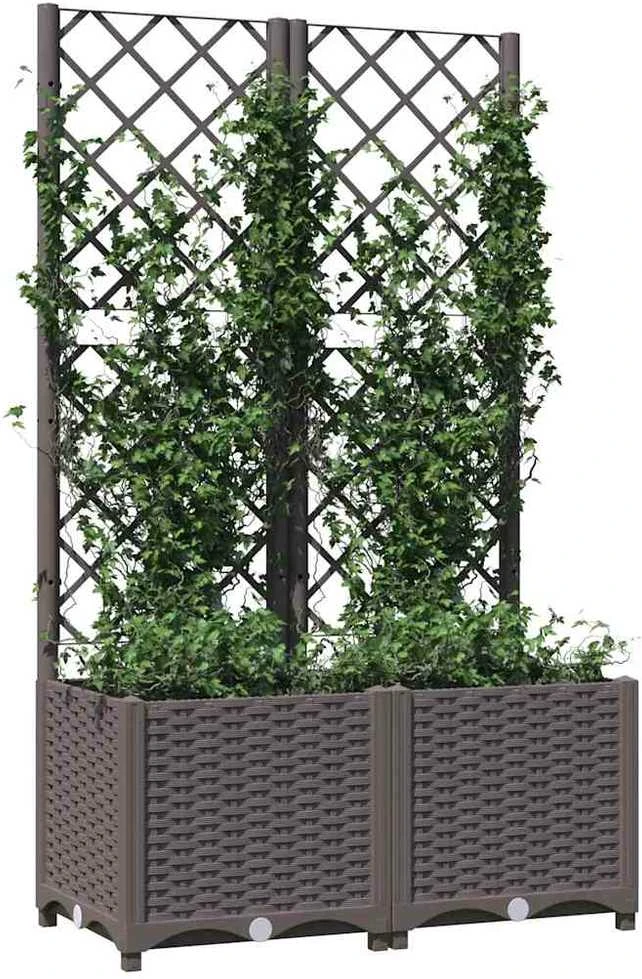 Sodo lovelis su treliažu, rudos spalvos, 80x40x136cm, PP