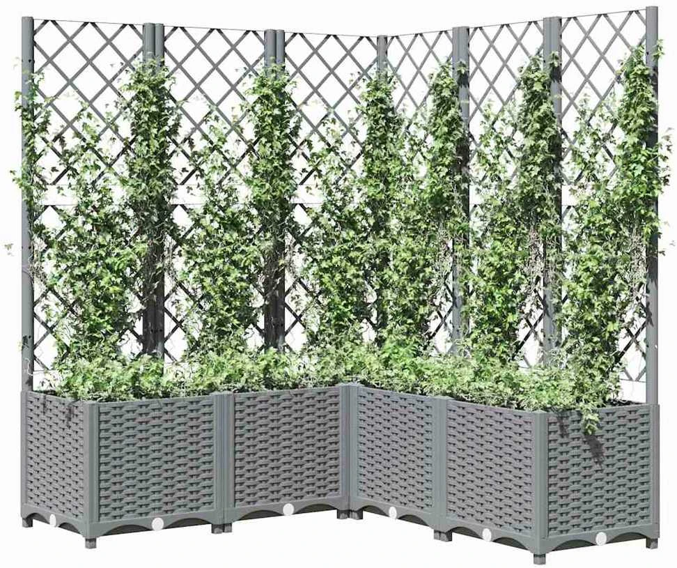 Sodo lovelis su treliažu, šviesiai pilkas, 120x120x136cm, PP