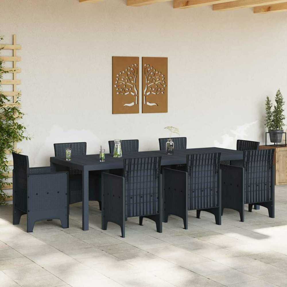 Sodo stalas Antracitas 250 x 100 x 73 cm poliratanas