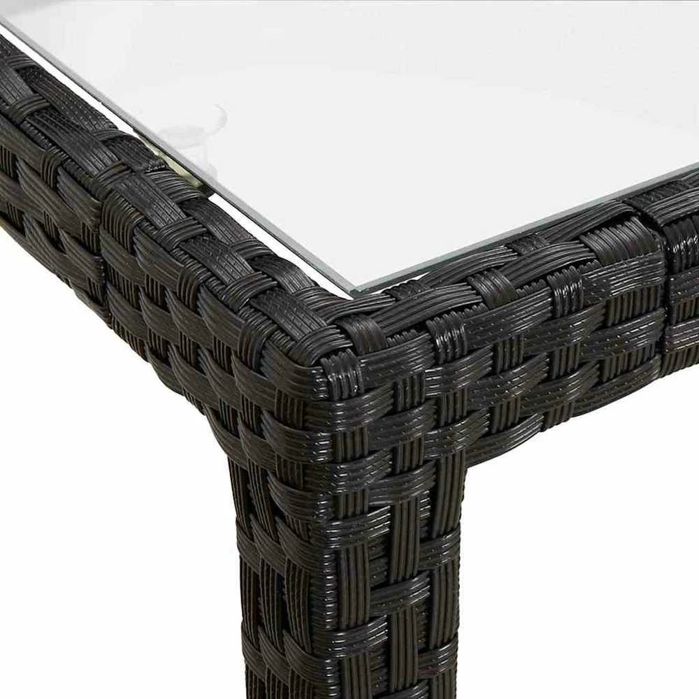 Sodo stalas, juodas, 150x90x75cm, grūdintas stiklas/poliratanas