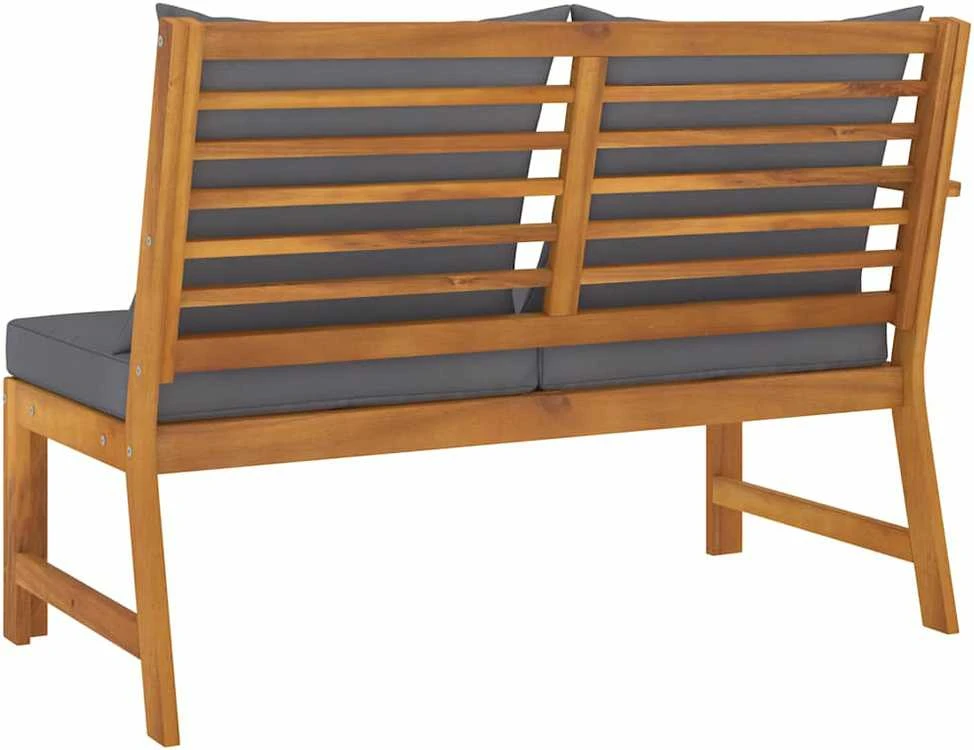 Sodo suoliukas su pilkomis pagalvėlėmis, 114,5cm, akacija