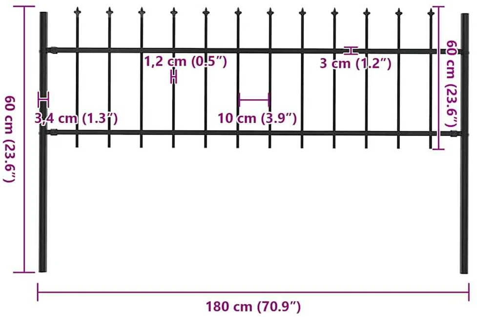 Sodo tvora su iečių viršugal., juoda, 1,7x0,6m, plienas