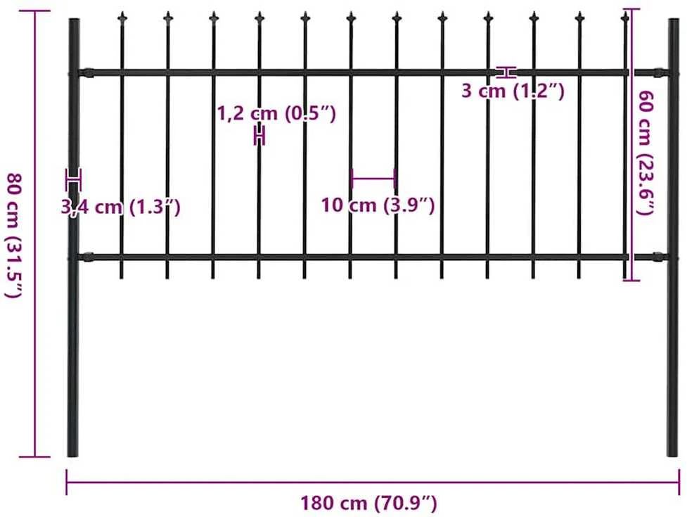 Sodo tvora su iečių viršugal., juoda, 1,7x0,8m, plienas