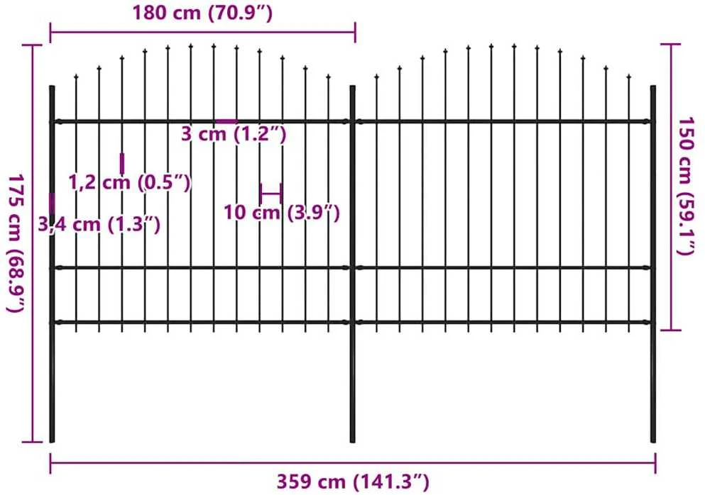 Sodo tvora su iečių viršug., juoda, (1,5-1,75)x3,4m, plienas