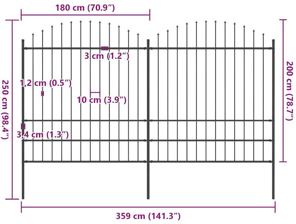 Sodo tvora su iečių viršug., juoda, (1,75-2)x3,4m, plienas