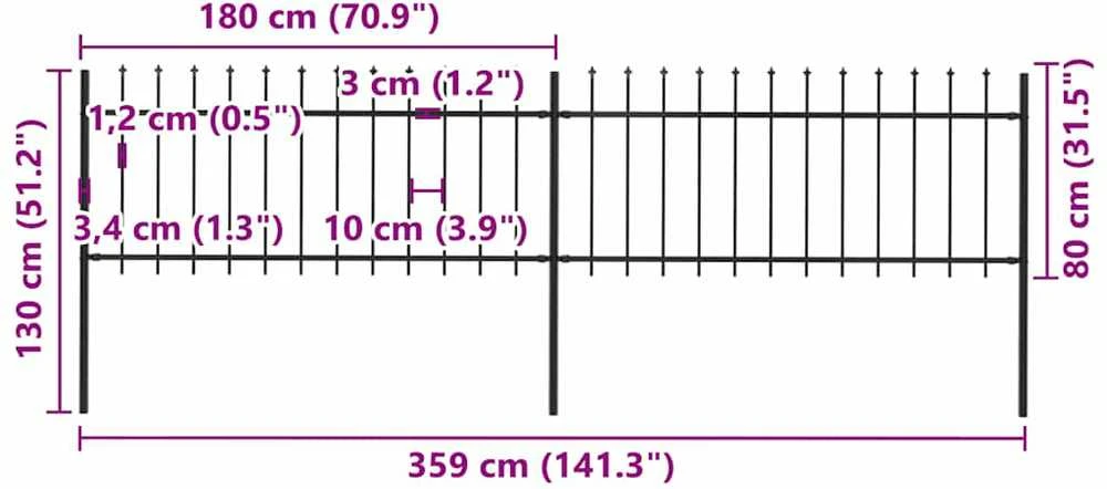 Sodo tvora su iečių viršugal., juoda, 3,4x0,8m, plienas